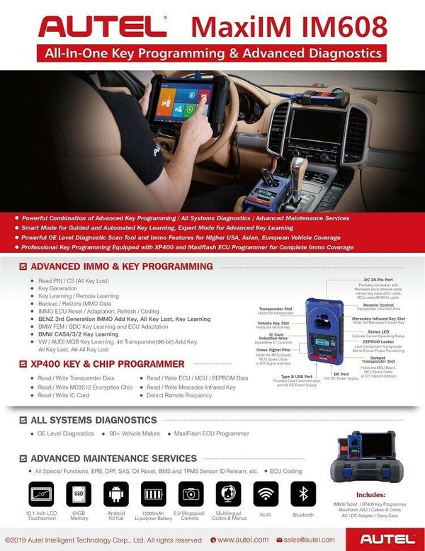 Autel MaxiIM IM608 PRO (with XP400 Pro) Diagnostic Tool ALL Lost KEY Programmer IMMO ECU Coding Scanner Tool - Auto Lines Australia