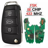 Fits Audi 315/433/868Mhz 8E0837220Q  Complete Transponder Remote Key