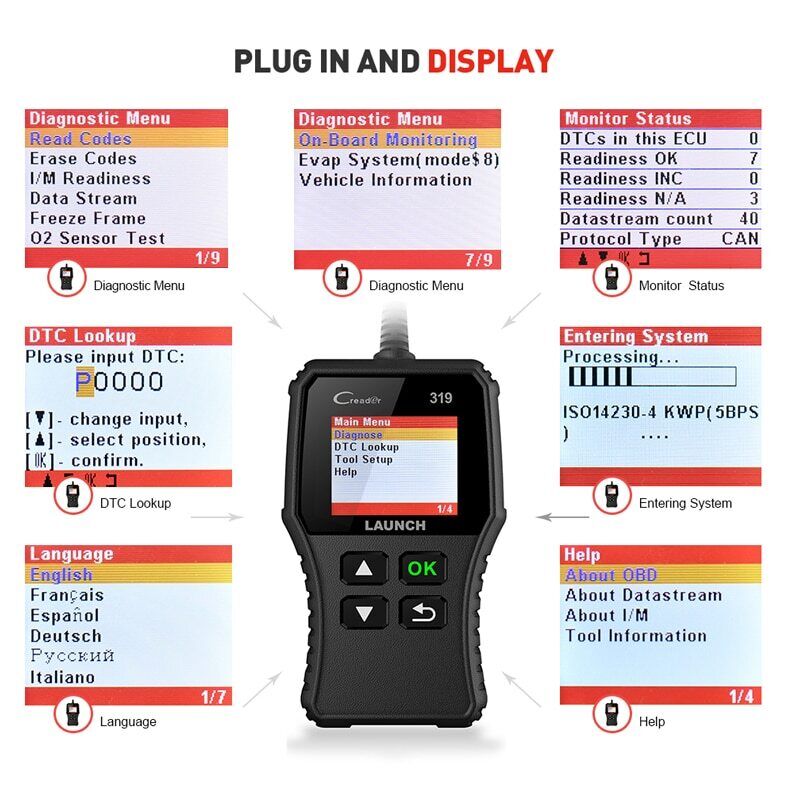 LAUNCH X431 Creader 319 CR319 obd2 auto code reader car diagnostic scanner tool - Auto Lines Australia