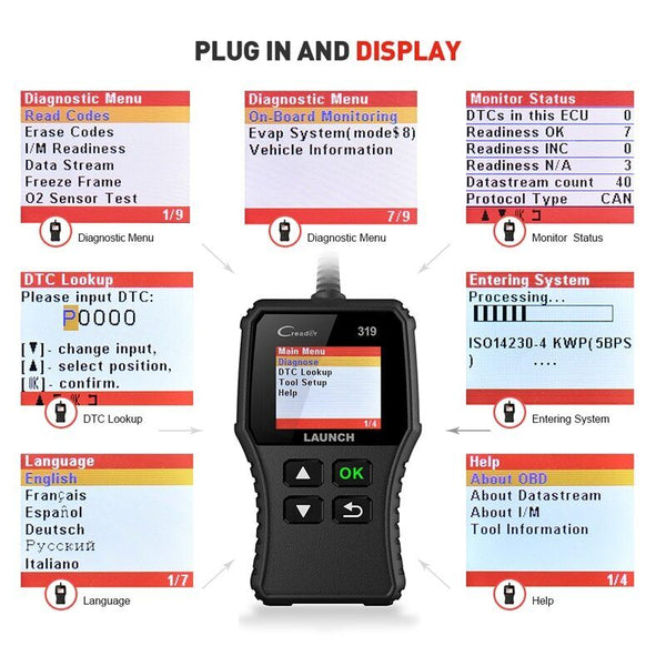 LAUNCH X431 Creader 319 CR319 obd2 auto code reader car diagnostic scanner tool - Auto Lines Australia