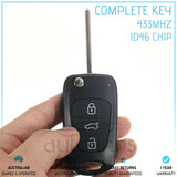 Fits HYUNDAI i30 i20 Elantra 3 Button 433MHz ID46 Chip Remote Complete Flip Key