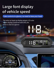 Load image into Gallery viewer, Wireless HUD HEAD-UP DISPLAY Car/Truck/Bus Solar Panel Digital Speedometer Universal GPS Speed Warning Alarm