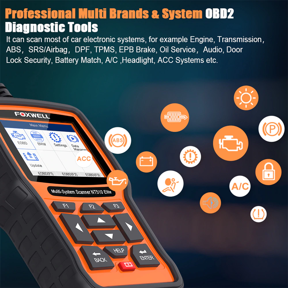 FOXWELL NT510 Full System OBD2 Auto Fault Code Reader Reset Diagnostic Scan Tool Fits DAEWOO