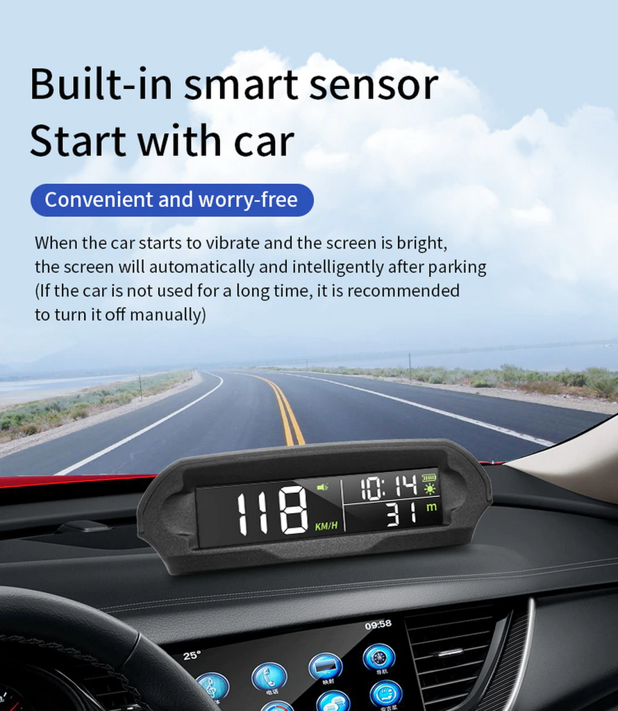 Car Digital Speedometer Head Up Display GPS HUD HD LED Display Overspeed  Warning
