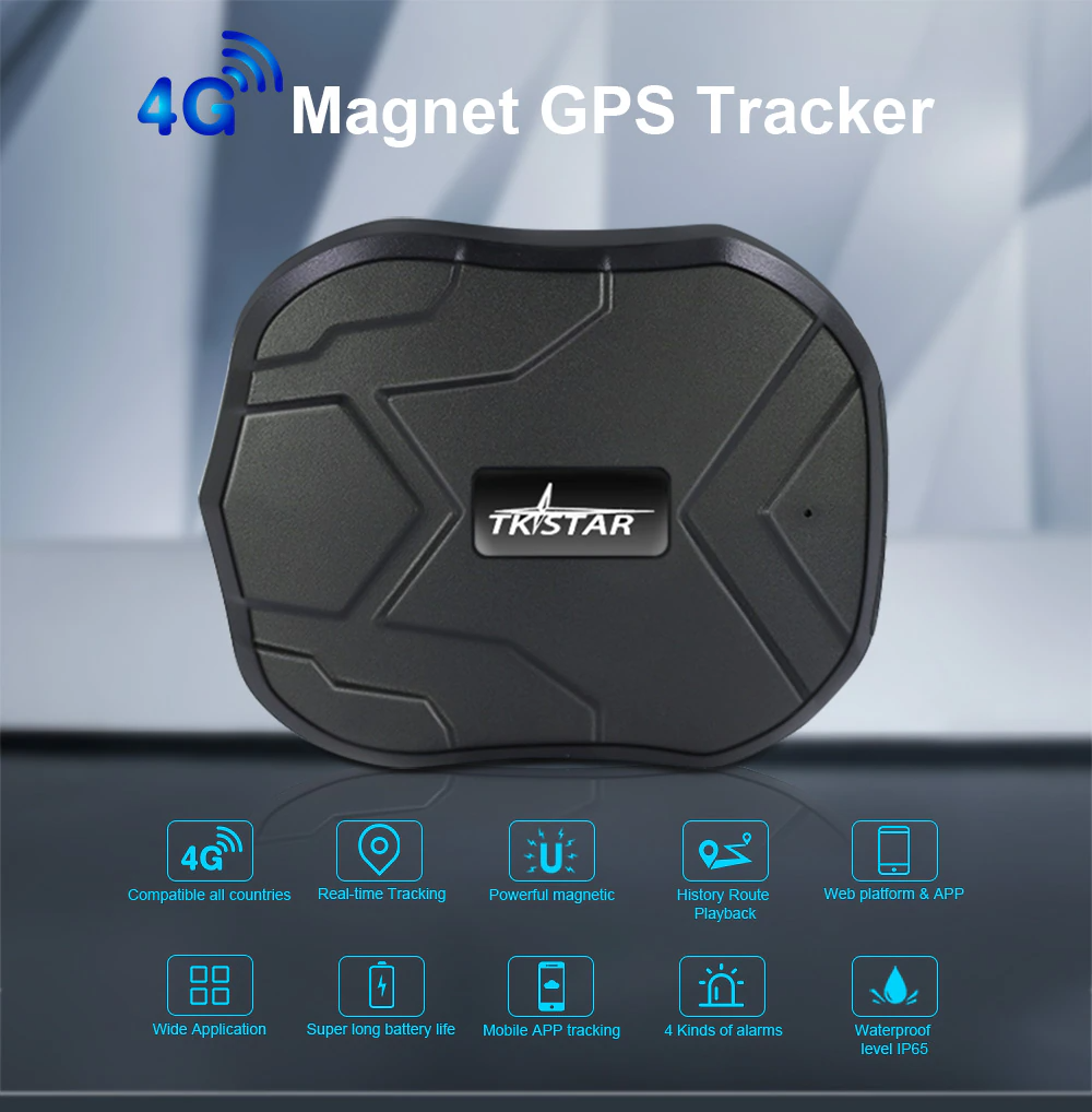 TKSTAR 4G GPS Tracker for Vehicles 10000mAh Magnetic Car GPS Tracker  Locator Real-time Anti-Theft Tracking Device for Vehicles, Motorcycle,  Trucks