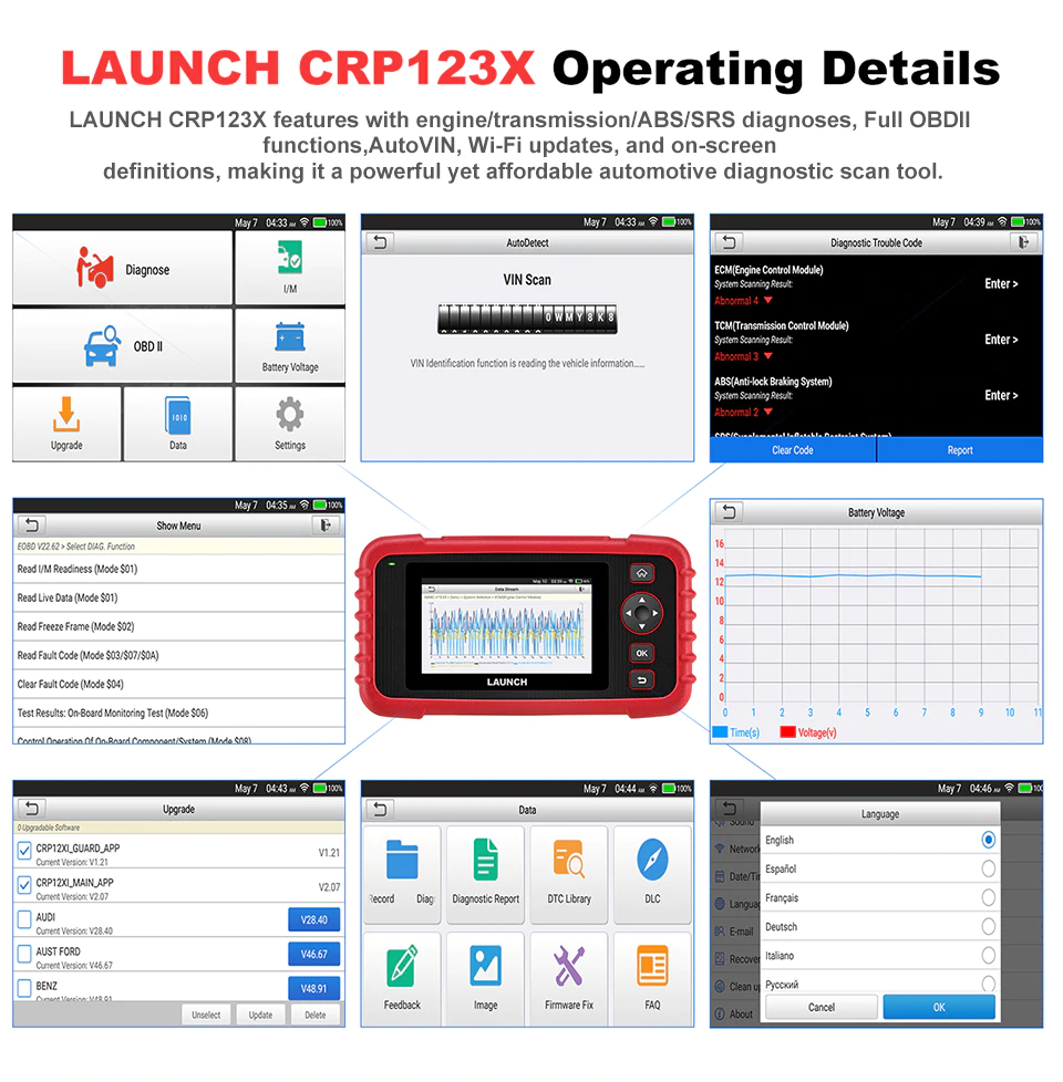 LAUNCH X431 CRP123X PRO OBD2 Diagnostic Scanner Fault Car Code Reader