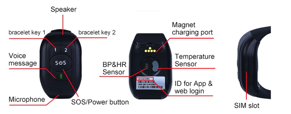4G GPS Elderly/Senior Smart Bracelet Watch Tracker Blood Pressure