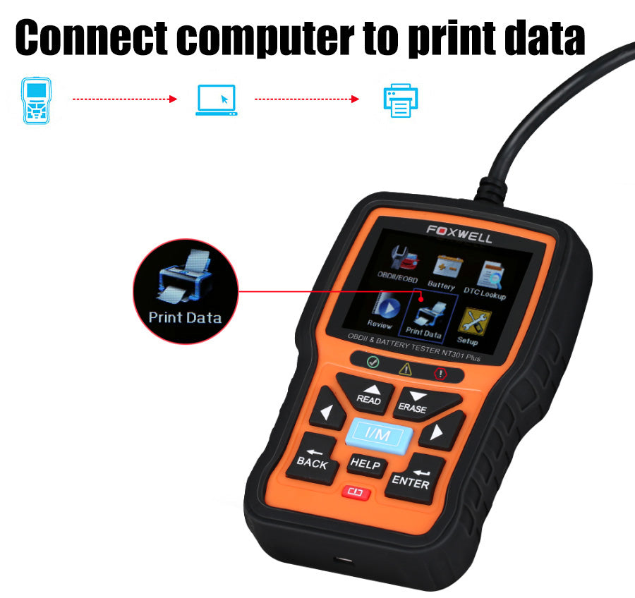 FOXWELL NT301 OBD2 Scanner Live Data Professional Mechanic OBDII Diagnostic  Code Reader Tool for Check Engine Light